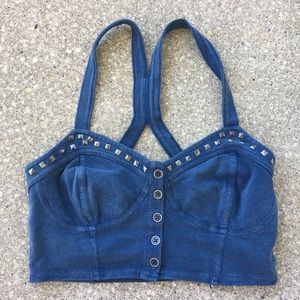 Nollie Soft Navy Blue Studded Bralette Small